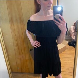 Francesca's Elegant Black Off-Shoulder Dress XXS
